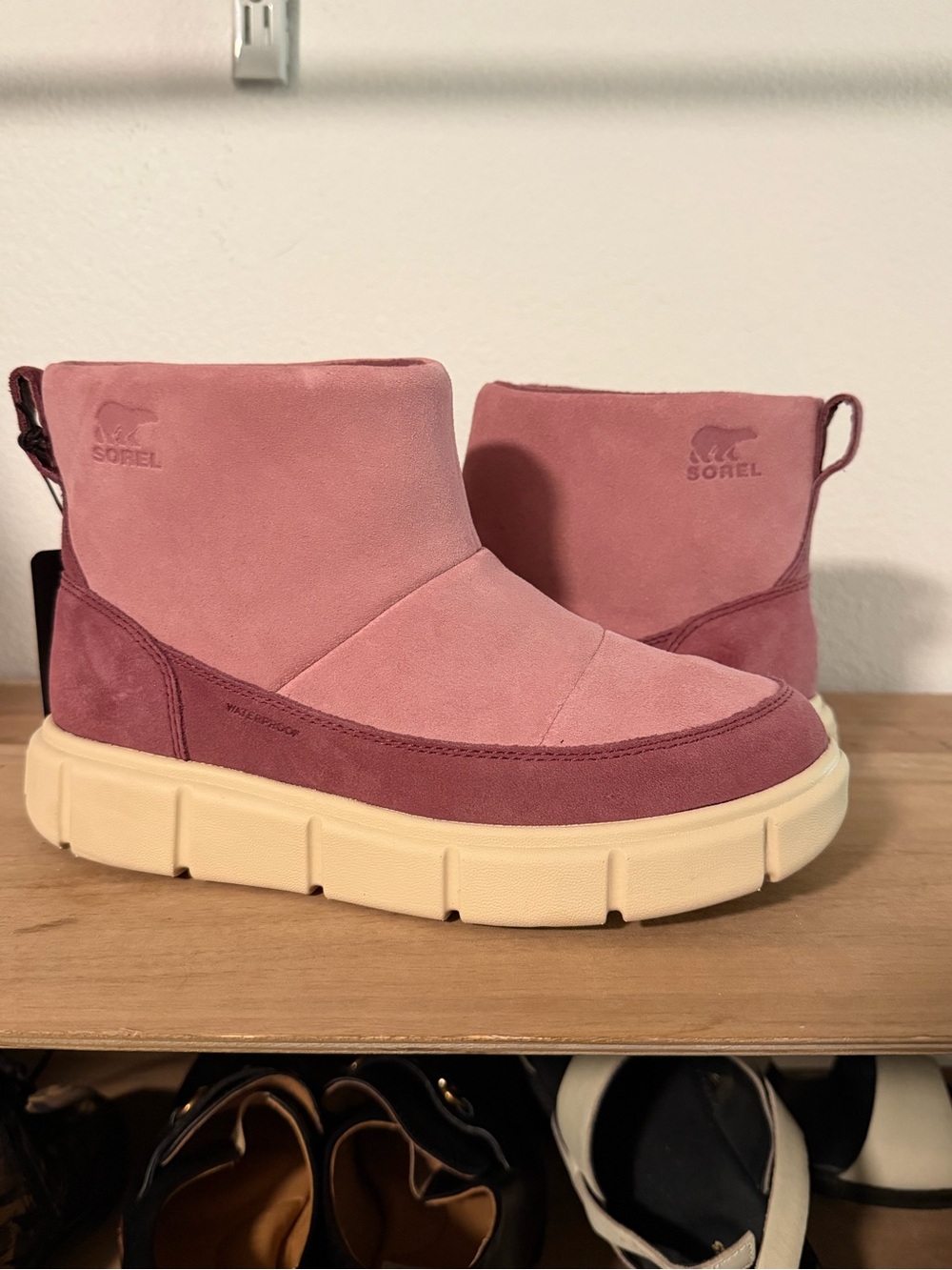 Sorel Pink Suede Platform Ankle Booties